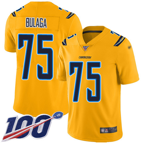Nike Chargers #75 Bryan Bulaga Gold Youth Stitched NFL Limited Inverted Legend 100th Season Jersey